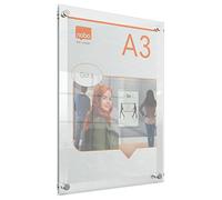 Nobo Tablón de Anuncios de Pared Acrílico, Tamaño A3, Sin Marco, Fácil de Montar, Vertical/Apaisado, Premium Plus, Transparente, 1915590