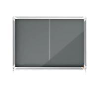 Vitrina Nobo Premium Plus de puerta corredera con fondo de fieltro 8xA4 hojas gris - 1915336