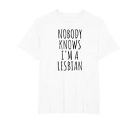 Nobody Knows I'm A Lesbian - Camiseta Camiseta, Hombre Tallas Grandes, Blanco, 2X Alto