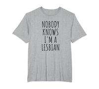 Nobody Knows I'm A Lesbian - Camiseta Camiseta, Hombre Tallas Grandes, Gris Jaspeado, 2X Alto