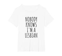 Nobody Knows I'm A Lesbian - Camiseta Camiseta, Mujer Tallas Grandes, Blanco, 2XL Grande