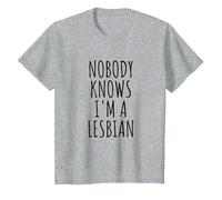 Nobody Knows I'm A Lesbian - Camiseta Camiseta, Niños, Gris Jaspeado, 2 años