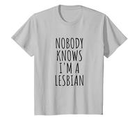 Nobody Knows I'm A Lesbian - Camiseta Camiseta, Niños, Plata, 2 años