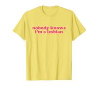 Nobody Knows I'm a Lesbian Shirt y2k Aesthetic Camiseta, Hombre, Limón, S