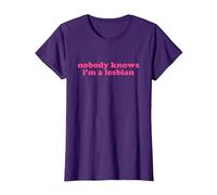 Nobody Knows I'm a Lesbian Shirt y2k Aesthetic Camiseta, Mujer, Morado, M