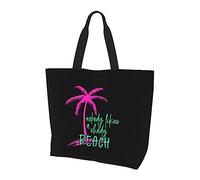 Nobody Likes A Shady Beach Bolso de lona ligero para mujer, bolsa de compras reutilizable, color negro