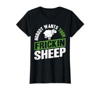 Nobody Wants Your Frickin Sheep Camiseta gráfica económica, Mujer, Negro, XL
