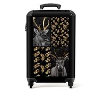 NoBoringSuitcases.com® Equipaje de Cabina Trolley Case Maleta Pequeña con 4 Ruedas - Animales - Dorado - Collage - Hojas - Lujo - Equipaje a Bordo