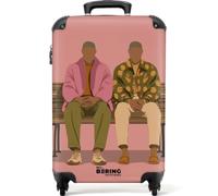 NoBoringSuitcases.com® Equipaje De Mano 55x35x20 cm Maleta Cabina Viaje Avion Trolley Rígido Ligero 4 Ruedas Maletas Carry On Suitcase Cabin Ilustración - Banco - Personas - Minimalista