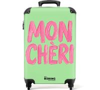 NoBoringSuitcases.com® Equipaje De Mano 55x35x20 cm Maleta Cabina Viaje Avion Trolley Rígido Ligero 4 Ruedas Maletas Carry On Suitcase Cabin Mon Cheri - Verde - Rosa
