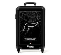 NoBoringSuitcases.com® Equipaje de Mano Maleta Trolley Maletas de Viaje Pequeñas con 4 Ruedas - Circuito - F1 - Enzo y Dino Ferrari Racetrack - Italia - Blanco y Negro - Equipaje de Mesa