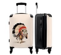 NoBoringSuitcases.com® Maleta con ruedas para niños, Equipaje de Mano, maleta rígida, grande, regalo, búho, pájaro, trolley, 67 x 43 x 25 cm, Búho Como Indios, Midsize, Equipaje para niños