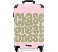 NoBoringSuitcases.com® Maleta De Cabina 55x35x20 cm Equipaje Mano Viaje Avion Rígida Ligera 4 Ruedas Maletas Carry On Suitcase Cabin Grandeza - Verde - Rosa - Retro