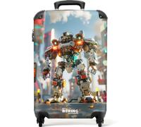 NoBoringSuitcases.com® Maleta De Cabina Niños 55x35x20 cm Equipaje Mano Infantil Viaje Avion Trolley Rígido Ligero 4 Ruedas Maletas Carry On Suitcase Mecha - Ciudad - Futurista