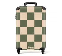 NoBoringSuitcases.com® Maleta de Mano 55x40x25, Maleta con Ruedas, Equipaje rígido, Maleta Ligera, Trolley Cabina con Bloques - Verde y Beige, Equipaje de Mano 10 kg, Maleta para Avión