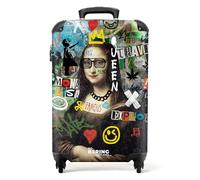 NoBoringSuitcases.com Maleta de Viaje Cabina Trolley con Ruedas, Equipaje de Mano Carry on Luggage - Mona Lisa Graffiti (55x40x20 cm)