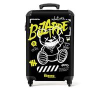 NoBoringSuitcases.com Maleta de Viaje Cabina, Trolley Con Ruedas, Equipaje de Mano, Carry On Luggage (Osito de Peluche - Negro, 55x40x20 cm)