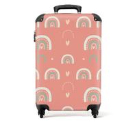 NoBoringSuitcases.com® Maleta de viaje para niños y niñas, equipaje de mano, pequeño, rígido, rosa, arco iris, corazón, 55 x 35 x 20 cm, Patrón de arco iris rosa, Handgepäck, Equipaje para niños