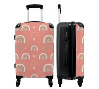 NoBoringSuitcases.com® Maleta de viaje para niños y niñas, ligera, con ruedas, color rosa, arco iris, corazón, 67 x 43 x 25 cm, Patrón de arco iris rosa, Midsize, Equipaje para niños