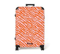 NoBoringSuitcases.com® Maleta Grande 77x51.5x28 cm Maletas Grandes Viaje Trolley Rígida Ligera 4 Ruedas Talla L XL Equipaje Large Rayas - Dinámicas - Naranja