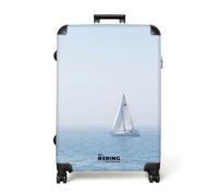 NoBoringSuitcases.com® Maleta Grande 77x51.5x28 cm Trolley Viaje Rígida Ligera 4 Ruedas Talla L XL Maletas Grandes Equipaje Large Horizonte - Velero - Mar