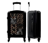 NoBoringSuitcases.com® Maleta Grande - Animales - Dorado - Collage - Hojas - Lujo - Candado de Combinación TSA - Trolley Rígido 4 Ruedas - 90 litros - Maleta de Viaje - 66 cm