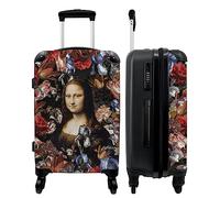 NoBoringSuitcases.com® Maleta Grande - Arte - Gioconda - Flores - Da Vinci - Mujer - Cerradura de combinación TSA - Trolley rígido 4 Ruedas - 90 litros - Maleta de Viaje - 66 cm