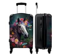 NoBoringSuitcases.com® Maleta Grande - Caballo - Naturaleza - Flores - Bosque - Animales - Cerradura de combinación TSA - Trolley rígido 4 Ruedas - 90 litros - Maleta de Viaje - 66 cm
