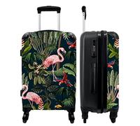 NoBoringSuitcases.com® Maleta Grande - Cachorros - Motivo - Niños - Flamenco - Loro - Niños - Candado de Combinación TSA - Trolley Rígido 4 Ruedas - 90 litros - Maleta de Viaje - 66 cm