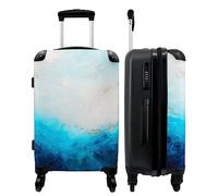 NoBoringSuitcases.com® Maleta Grande - Cuadrada - Mar - Azul - Abstracto - Dorado - Cerradura de Combinación TSA - Trolley Rígido 4 Ruedas - 90 litros - Maleta de Viaje - 66 cm