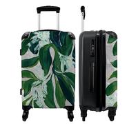 NoBoringSuitcases.com® Maleta Grande - Hojas - Color - Plantas - Verde - Cerradura de combinación TSA - Trolley rígido 4 Ruedas - 90 litros - Maleta de Viaje - 66 cm