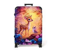 NoBoringSuitcases.com® Maleta Grande Niños 77x51.5x28 cm Maletas Grandes Viaje Infantil Trolley Rígida Ligera 4 Ruedas Talla L XL Equipaje Large Cervatillo - Búho - Bosque - Rosa - Mágico