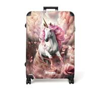NoBoringSuitcases.com® Maleta Grande Niños 77x51.5x28 cm Maletas Grandes Viaje Infantil Trolley Rígida Ligera 4 Ruedas Talla L XL Equipaje Large Unicornio - Rosas - Mágico