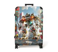 NoBoringSuitcases.com® Maleta Grande Niños 77x51.5x28 cm Trolley Viaje Infantil Rígida Ligera 4 Ruedas Talla L XL Maletas Grandes Equipaje Large Mecha - Ciudad - Futurista