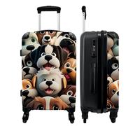NoBoringSuitcases.com® Maleta Grande - Perro - Animales - Estampado - Marrón - Niña - Niño - Candado de combinación TSA - Trolley rígido 4 Ruedas - 90 litros - Maleta de Viaje - 66cm