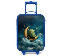 NoBoringSuitcases.com® Maleta Infantil Azul Compacto 48x31x19 cm Maletas De Viaje Cabina Trolley con Ruedas LED Rigida Ultraligero - Niños - Verde - Monstruo - Luna Creciente