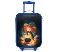 NoBoringSuitcases.com® Maleta Infantil Azul Compacto 48x31x19 cm Maletas De Viaje Cabina Trolley con Ruedas LED Rigida Ultraligero - Niñas - Bruja - Poción