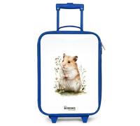 NoBoringSuitcases.com® Maleta Infantil Azul Compacto 48x31x19 cm Maletas De Viaje Cabina Trolley con Ruedas LED Rigida Ultraligero - Niñas - Animal - Naturaleza - Hámster