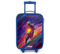 NoBoringSuitcases.com® Maleta Infantil Azul Compacto 48x31x19 cm Maletas De Viaje Cabina Trolley con Ruedas LED Rigida Ultraligero - Niños - Bicicleta Cross - Colores neón - Líneas