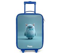 NoBoringSuitcases.com® Maleta Infantil Azul Compacto 48x31x19 cm Maletas De Viaje Cabina Trolley con Ruedas LED Rigida Ultraligero - Niñas - Monstruo - Cuernos