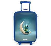 NoBoringSuitcases.com® Maleta Infantil Azul Compacto 48x31x19 cm Maletas De Viaje Cabina Trolley con Ruedas LED Rigida Ultraligero - Niñas - Criatura - Luna