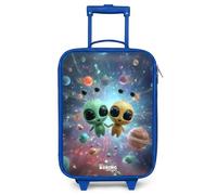 NoBoringSuitcases.com® Maleta Infantil Azul Compacto 48x31x19 cm Maletas De Viaje Cabina Trolley con Ruedas LED Rigida Ultraligero - Niños - Alegre - Alienígena - Amigos