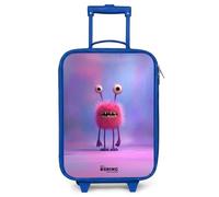 NoBoringSuitcases.com® Maleta Infantil Azul Compacto 48x31x19 cm Maletas De Viaje Cabina Trolley con Ruedas LED Rigida Ultraligero - Niños - Monstruo - Ojos - Rosa