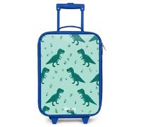 NoBoringSuitcases.com® Maleta Infantil Azul Compacto 48x31x19 cm Maletas De Viaje Cabina Trolley con Ruedas LED Rigida Ultraligero - Niños - T-Rex - Azul - Huellas