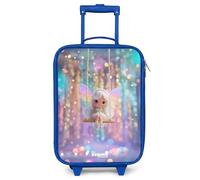NoBoringSuitcases.com® Maleta Infantil Azul Compacto 48x31x19 cm Maletas De Viaje Cabina Trolley con Ruedas LED Rigida Ultraligero - Niñas - Hada - Elfo - Arco Iris