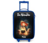 NoBoringSuitcases.com® Maleta Infantil Azul Personalizado con Nombre 48x31x19 cm Maletas De Viaje Cabina Trolley con Ruedas LED Rigida Ultraligero - Niñas - Bruja - Poción