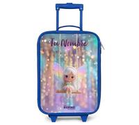 NoBoringSuitcases.com® Maleta Infantil Azul Personalizado con Nombre 48x31x19 cm Maletas De Viaje Cabina Trolley con Ruedas LED Rigida Ultraligero - Niñas - Hada - Elfo - Arco Iris