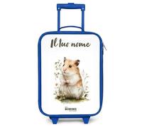 NoBoringSuitcases.com® Maleta Infantil Azul Personalizado con Nombre 48x31x19 cm Maletas De Viaje Cabina Trolley con Ruedas LED Rigida Ultraligero - Niñas - Animal - Naturaleza - Hámster