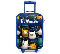 NoBoringSuitcases.com® Maleta Infantil Azul Personalizado Con Nombre 48x31x19 cm Maletas De Viaje Cabina Trolley Con Ruedas LED Rigida Ultraligero - Niños - Animales - Estrellas - Planetas - Astronaut