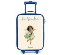 NoBoringSuitcases.com® Maleta Infantil Azul Personalizado con Nombre 48x31x19 cm Maletas De Viaje Cabina Trolley con Ruedas LED Rigida Ultraligero - Niñas - Hada del Bosque - Verde